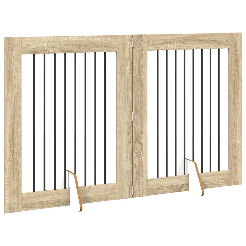 Dog Gate with Stands 2 pcs Sonoma Oak 80 x 100 cm