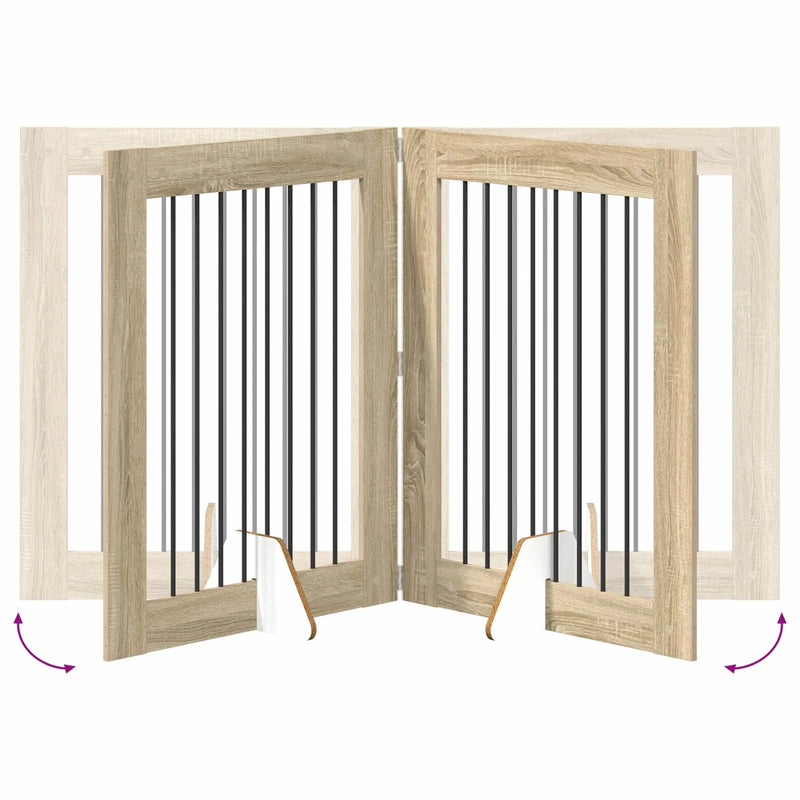 Dog Gate with Stands 2 pcs Sonoma Oak 80 x 100 cm