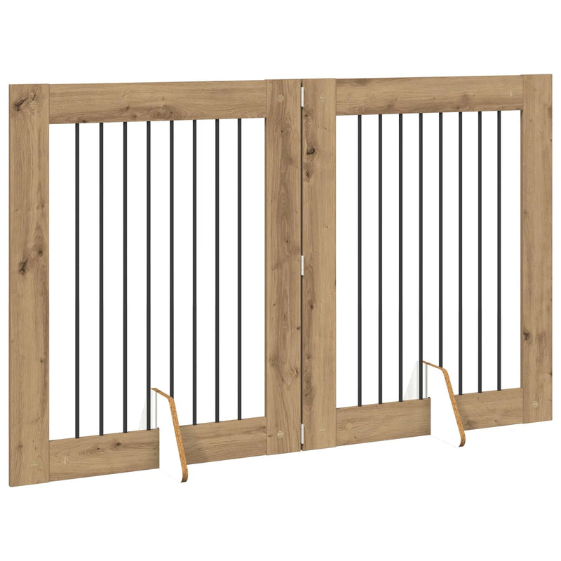Dog Gate with Stands 2 pcs Artisan Oak 80 x 100 cm