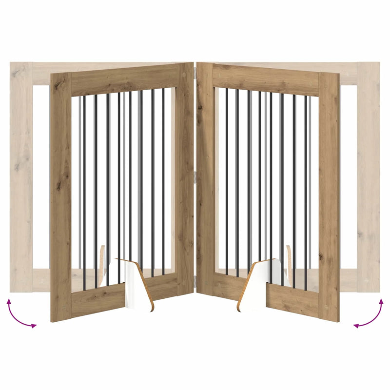 Dog Gate with Stands 2 pcs Artisan Oak 80 x 100 cm