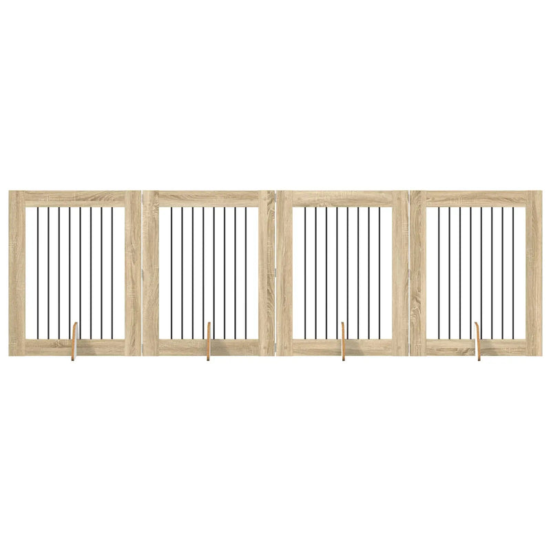 Dog Gate with Stands 4 pcs Sonoma Oak 80 x 100 cm