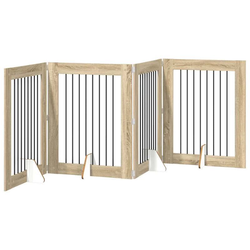 Dog Gate with Stands 4 pcs Sonoma Oak 80 x 100 cm