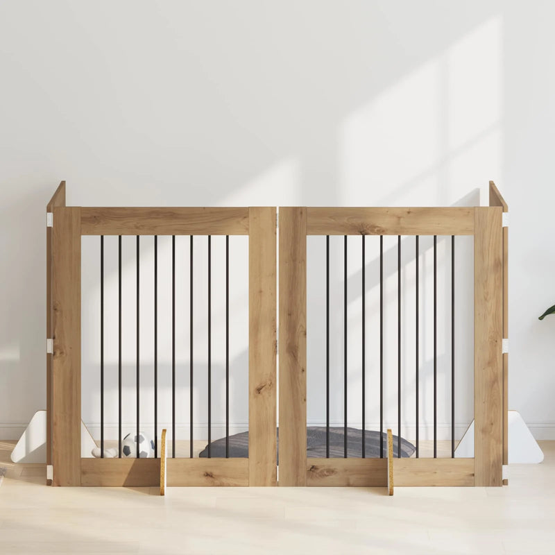 Dog Gate with Stands 4 pcs Artisan Oak 80 x 100 cm