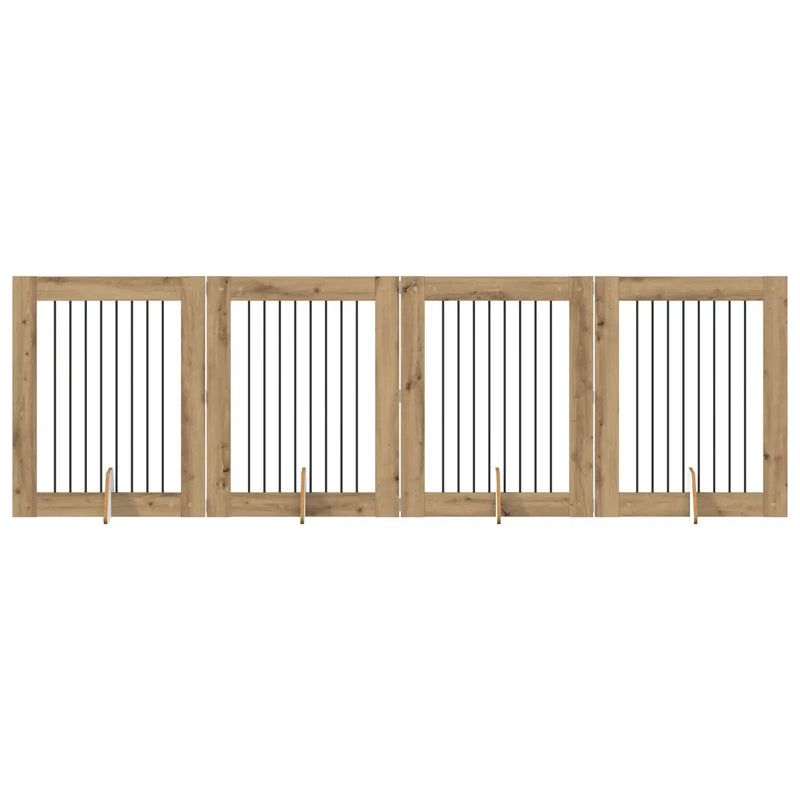 Dog Gate with Stands 4 pcs Artisan Oak 80 x 100 cm