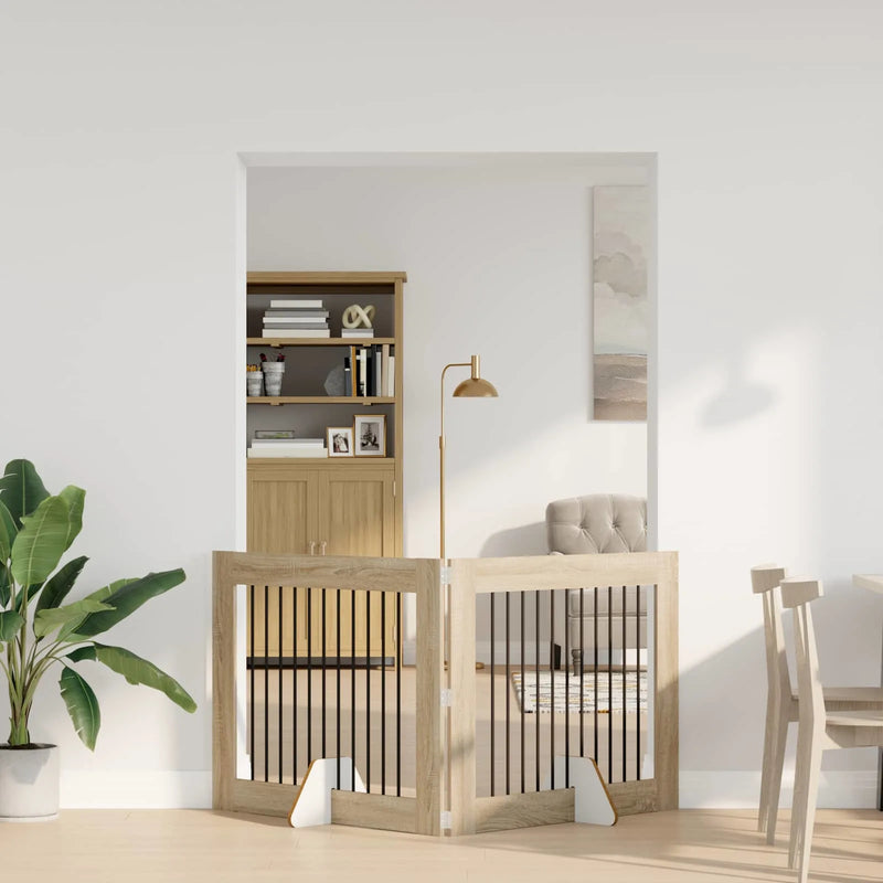 Dog Gate with Stands 2 pcs Sonoma Oak 100 x 80 cm