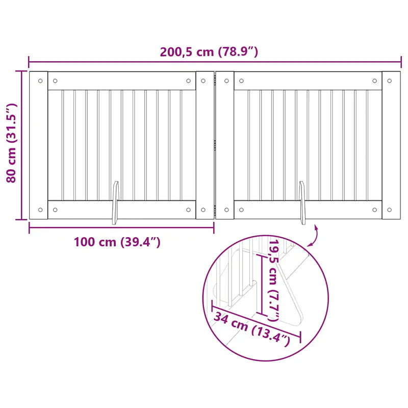 Dog Gate with Stands 2 pcs Sonoma Oak 100 x 80 cm