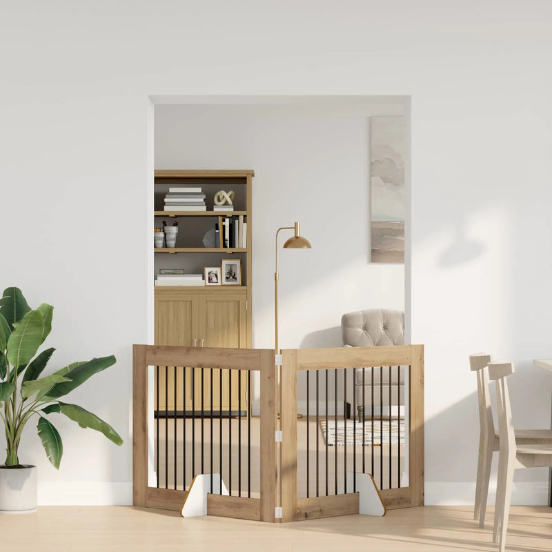 Dog Gate with Stands 2 pcs Artisan Oak 100 x 80 cm