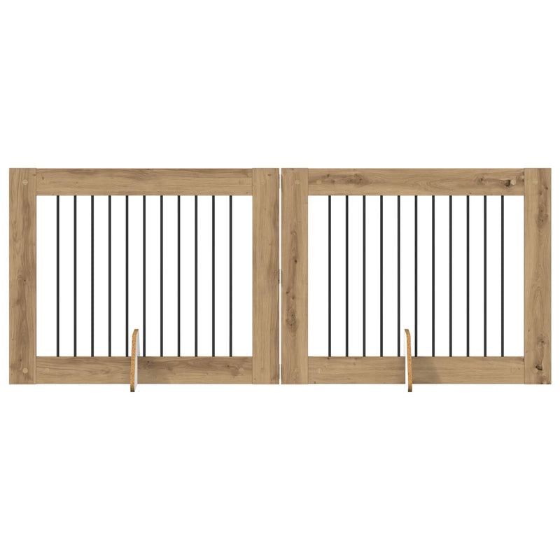 Dog Gate with Stands 2 pcs Artisan Oak 100 x 80 cm
