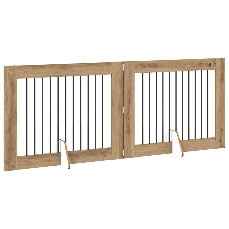 Dog Gate with Stands 2 pcs Artisan Oak 100 x 80 cm