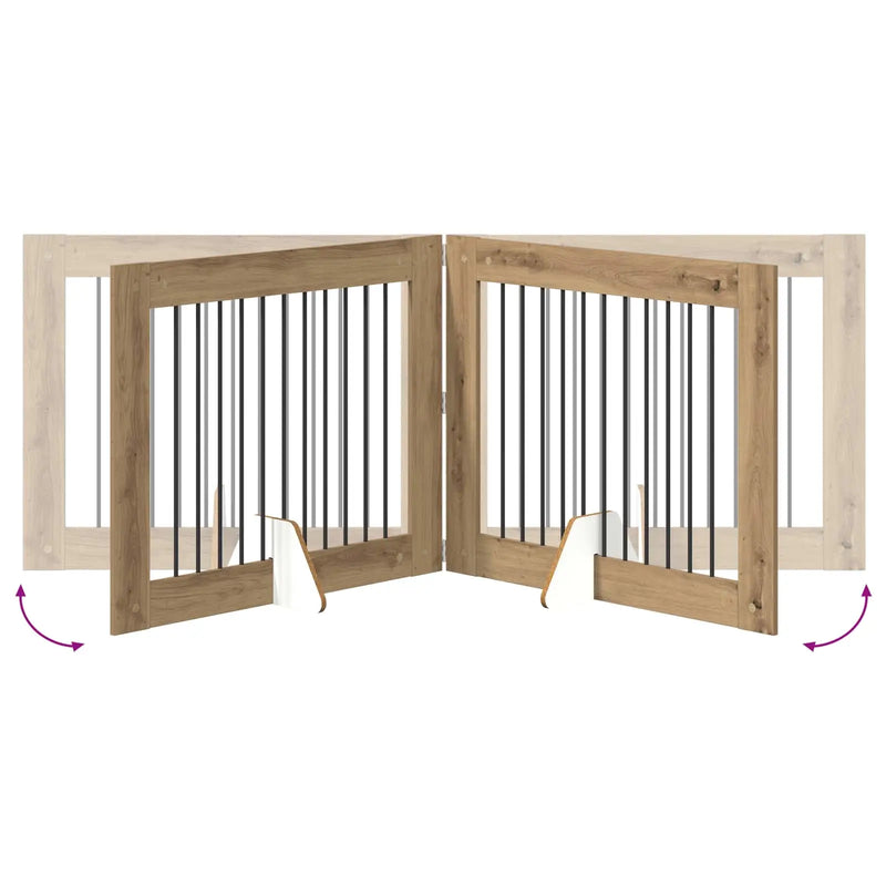 Dog Gate with Stands 2 pcs Artisan Oak 100 x 80 cm