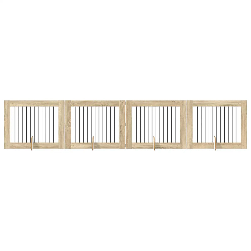 Dog Gate with Stands 4 pcs Sonoma Oak 100 x 80 cm