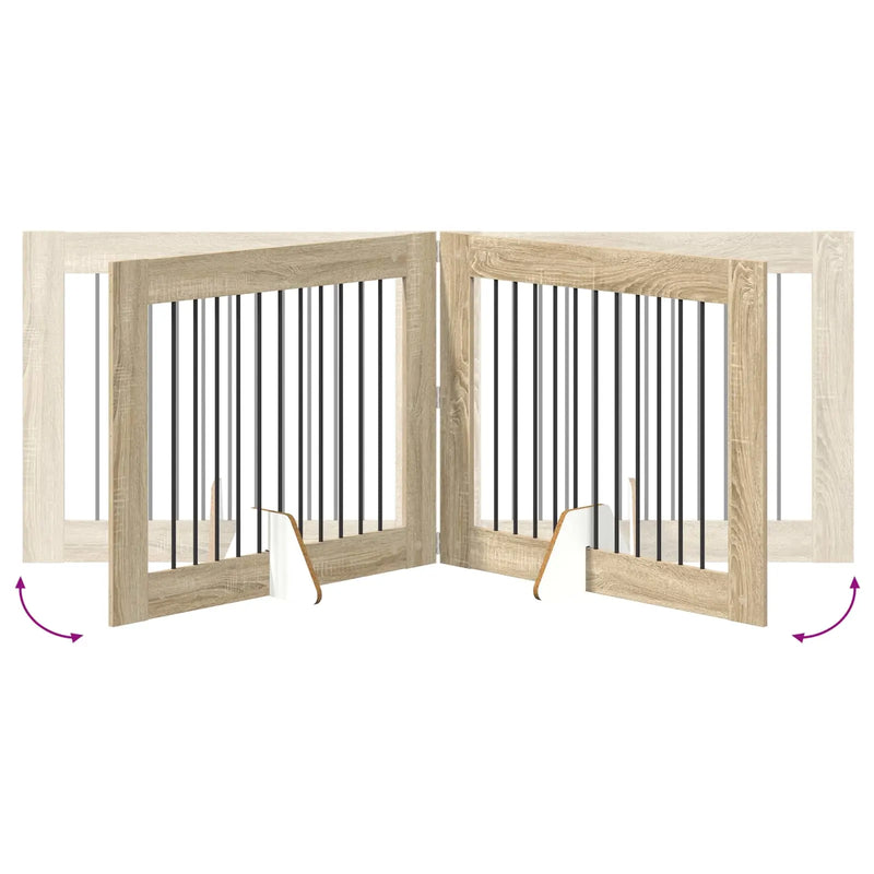 Dog Gate with Stands 4 pcs Sonoma Oak 100 x 80 cm