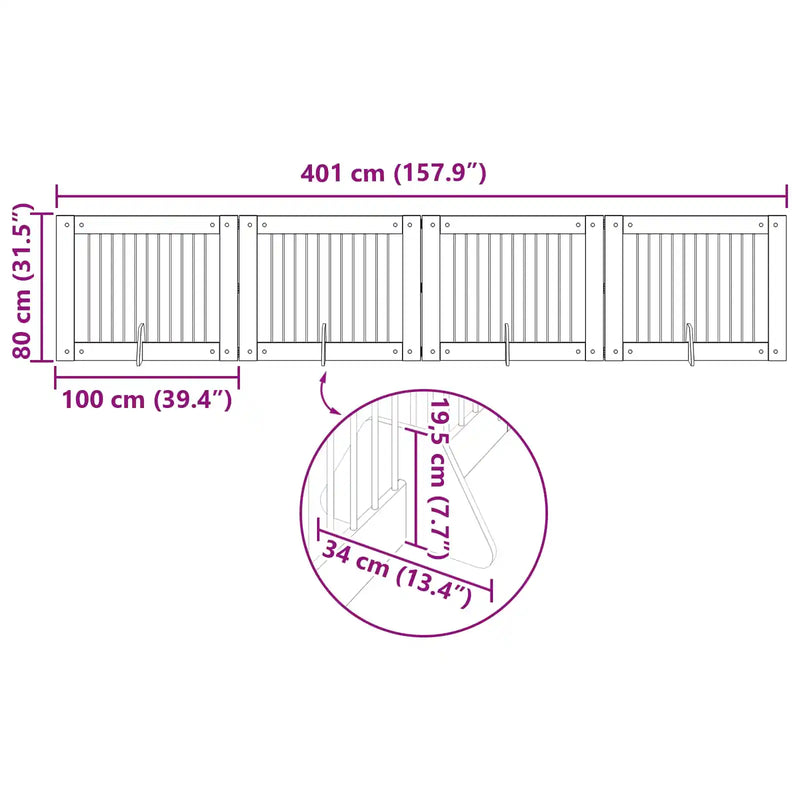 Dog Gate with Stands 4 pcs Sonoma Oak 100 x 80 cm