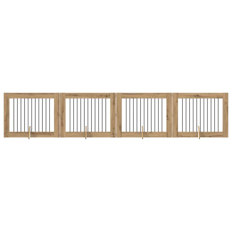 Dog Gate with Stands 4 pcs Artisan Oak 100 x 80 cm