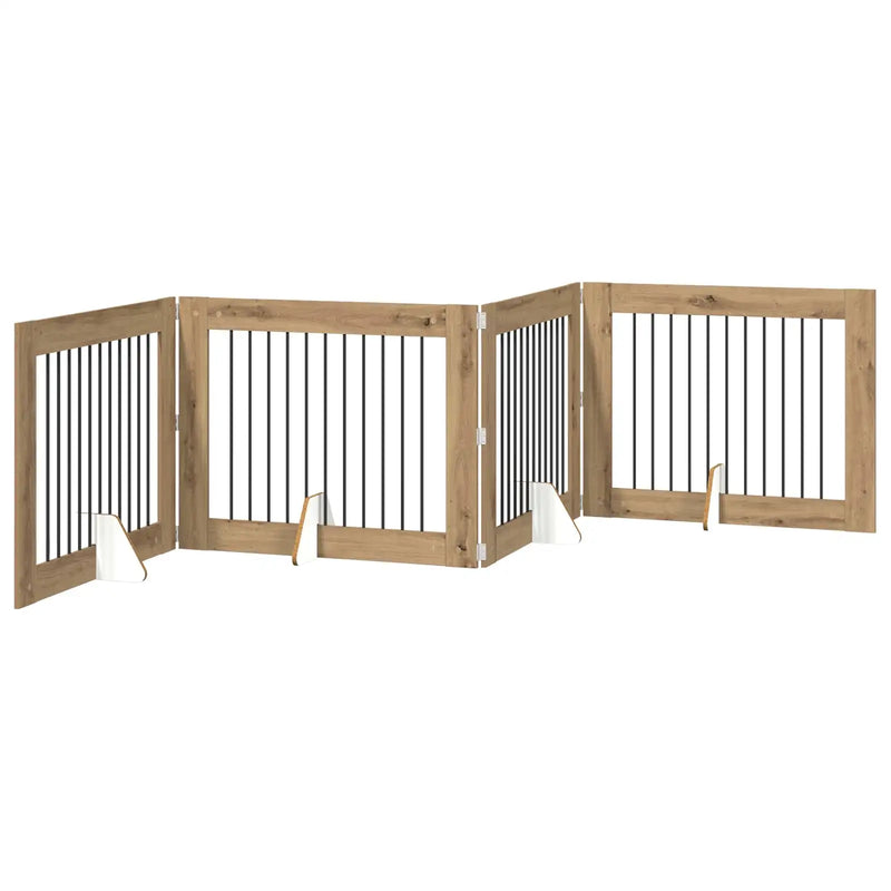 Dog Gate with Stands 4 pcs Artisan Oak 100 x 80 cm