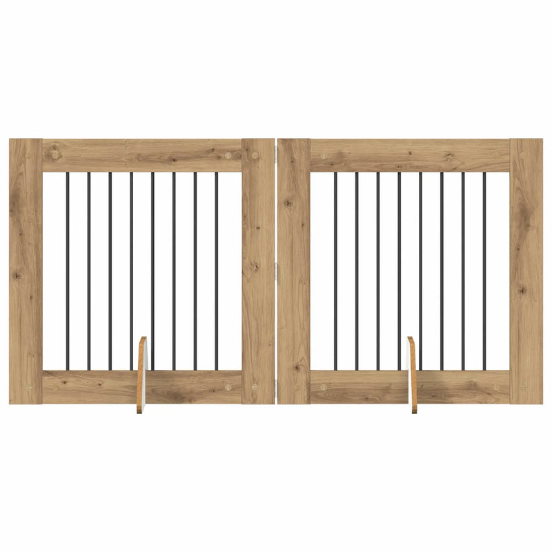 Dog Gate with Stands 2 pcs Artisan Oak 80 x 80 cm