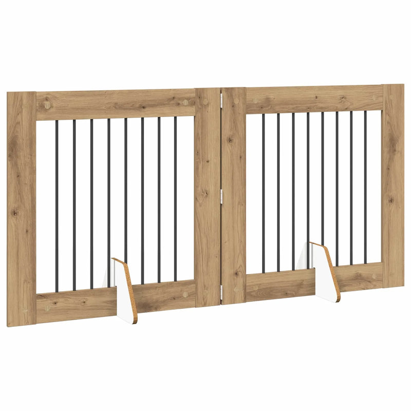 Dog Gate with Stands 2 pcs Artisan Oak 80 x 80 cm