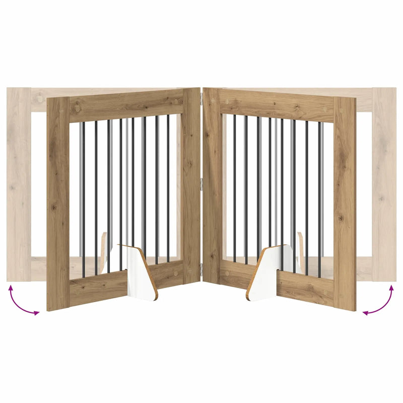 Dog Gate with Stands 2 pcs Artisan Oak 80 x 80 cm