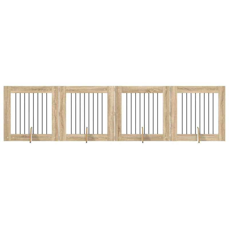 Dog Gate with Stands 4 pcs Sonoma Oak 80 x 80 cm