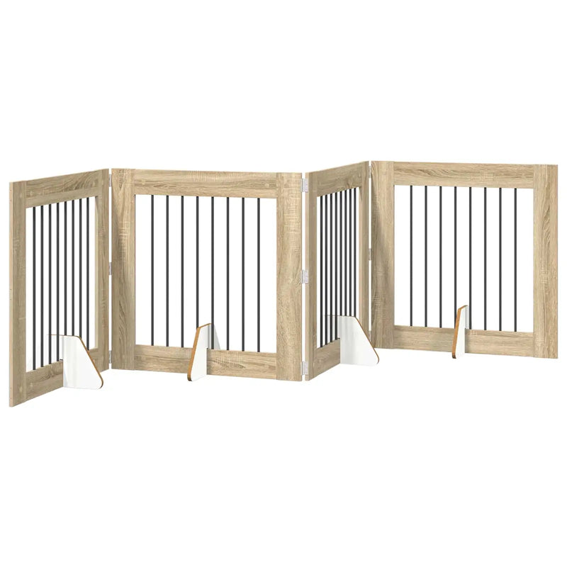 Dog Gate with Stands 4 pcs Sonoma Oak 80 x 80 cm
