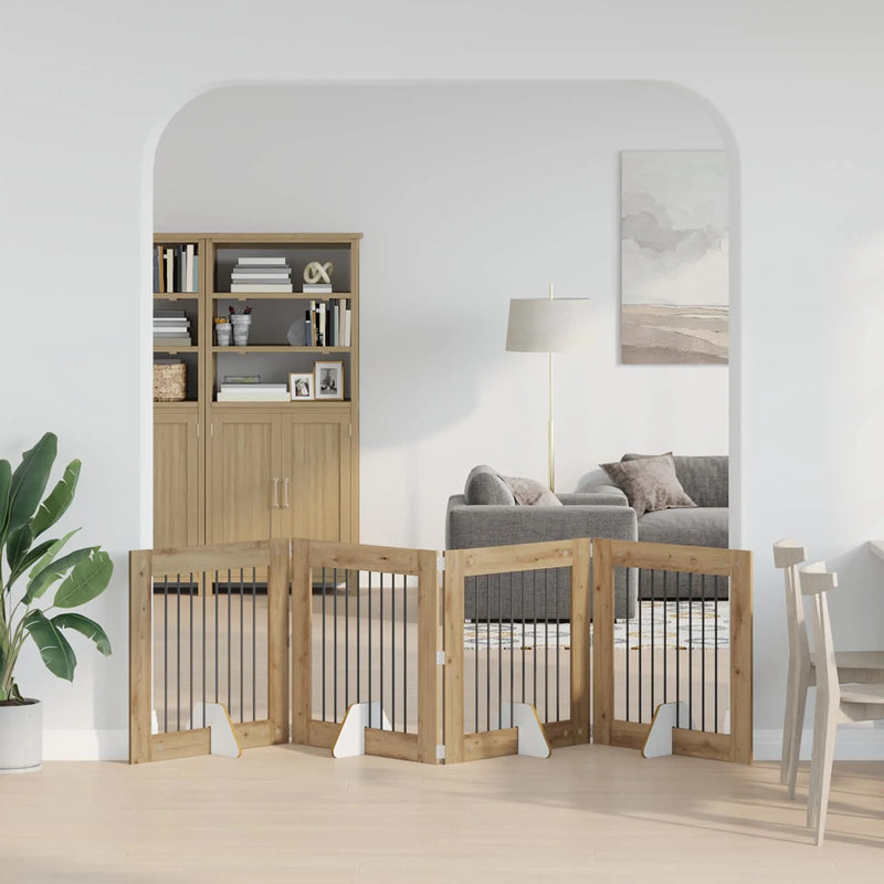 Dog Gate with Stands 4 pcs Artisan Oak 80 x 80 cm