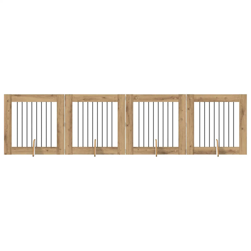 Dog Gate with Stands 4 pcs Artisan Oak 80 x 80 cm