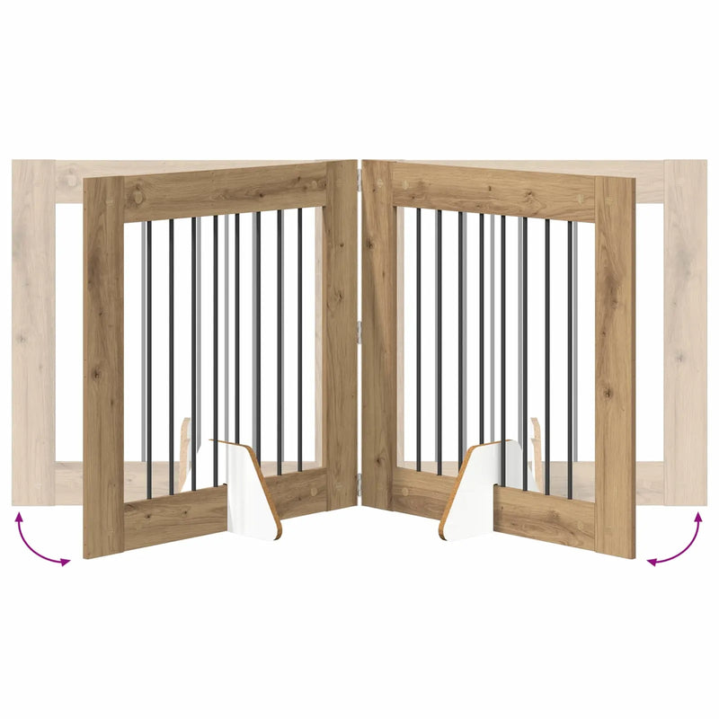 Dog Gate with Stands 4 pcs Artisan Oak 80 x 80 cm