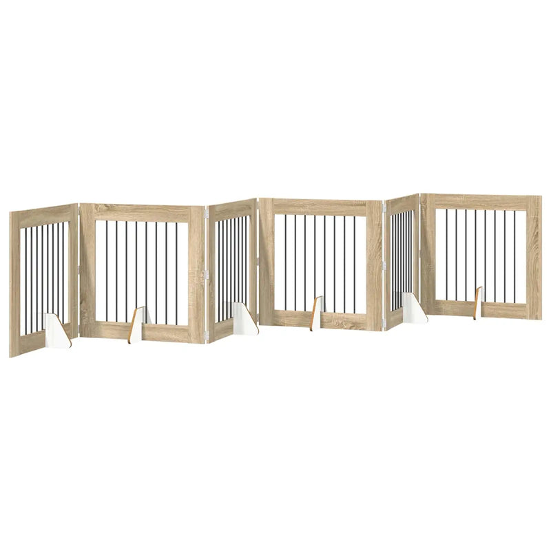 Dog Gate with Stands 6 pcs Sonoma Oak 80 x 80 cm
