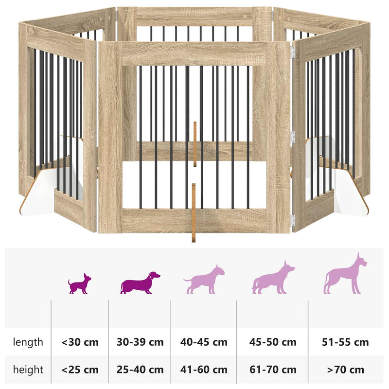Dog Gate with Stands 6 pcs Sonoma Oak 80 x 80 cm