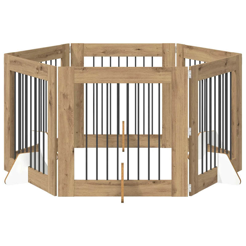 Dog Gate with Stands 6 pcs Artisan Oak 80 x 80 cm