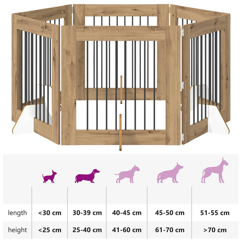 Dog Gate with Stands 6 pcs Artisan Oak 80 x 80 cm