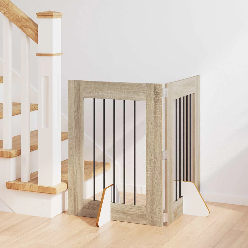 Dog Gate with Stands 2 pcs Sonoma Oak 60 x 80 cm