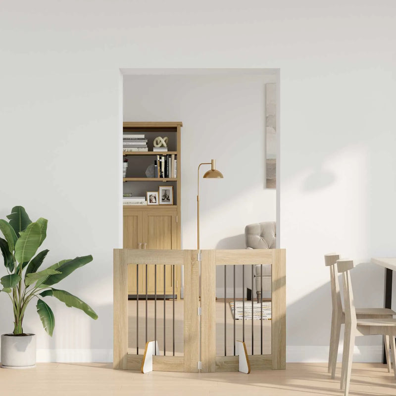 Dog Gate with Stands 2 pcs Sonoma Oak 60 x 80 cm