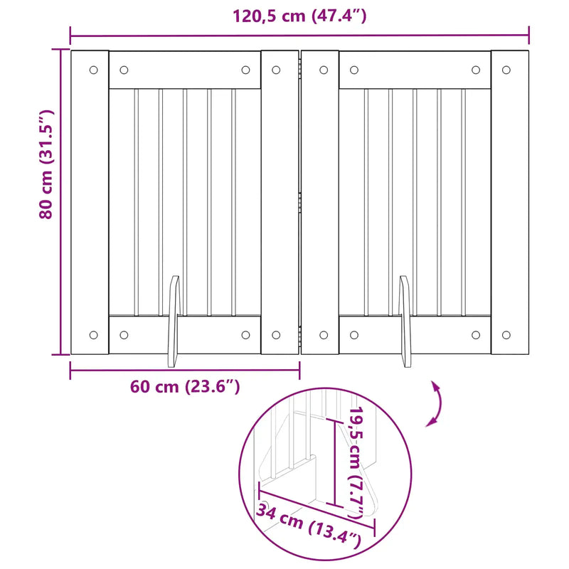 Dog Gate with Stands 2 pcs Sonoma Oak 60 x 80 cm