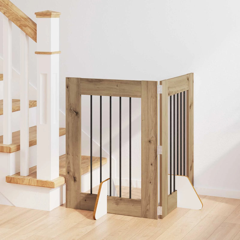 Dog Gate with Stands 2 pcs Artisan Oak 60 x 80 cm