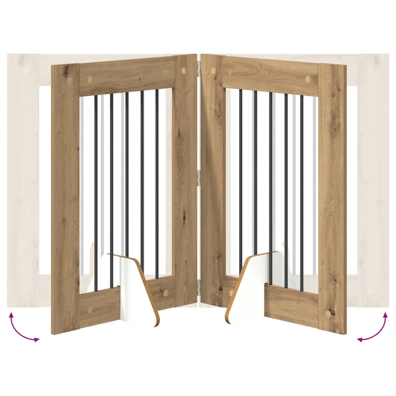 Dog Gate with Stands 2 pcs Artisan Oak 60 x 80 cm