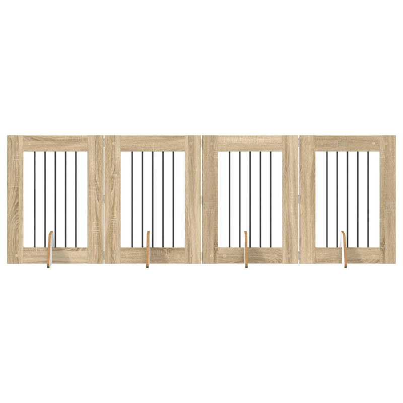 Dog Gate with Stands 4 pcs Sonoma Oak 60 x 80 cm