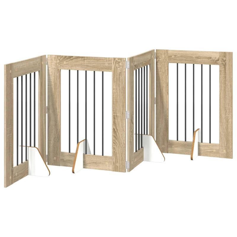 Dog Gate with Stands 4 pcs Sonoma Oak 60 x 80 cm
