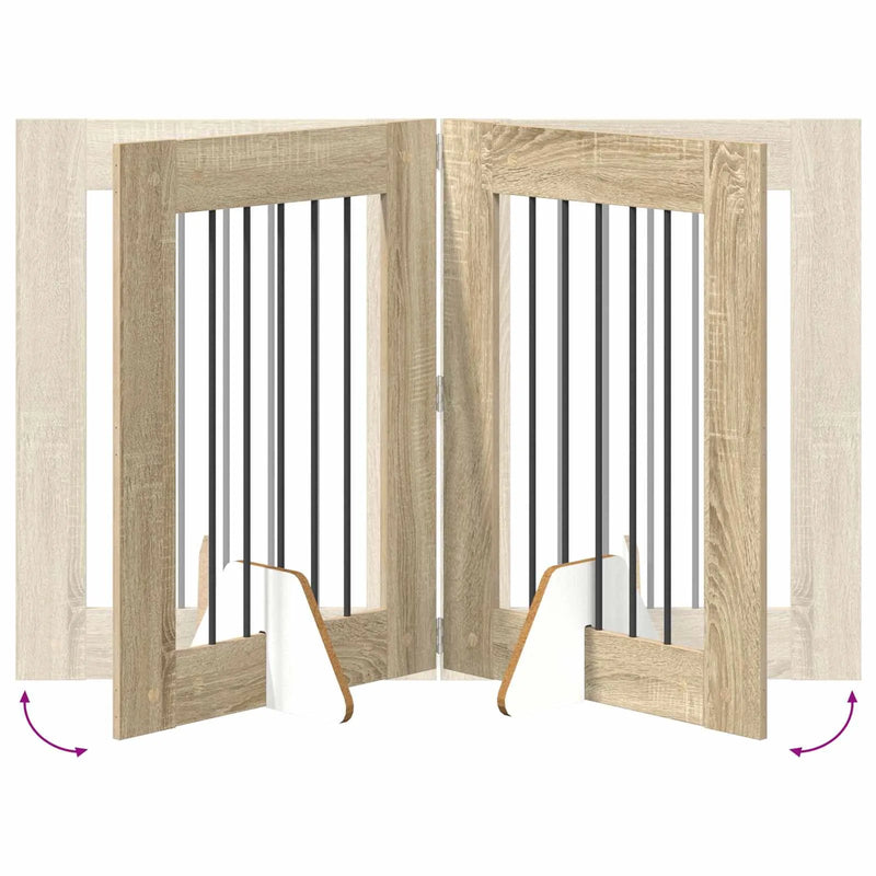 Dog Gate with Stands 4 pcs Sonoma Oak 60 x 80 cm