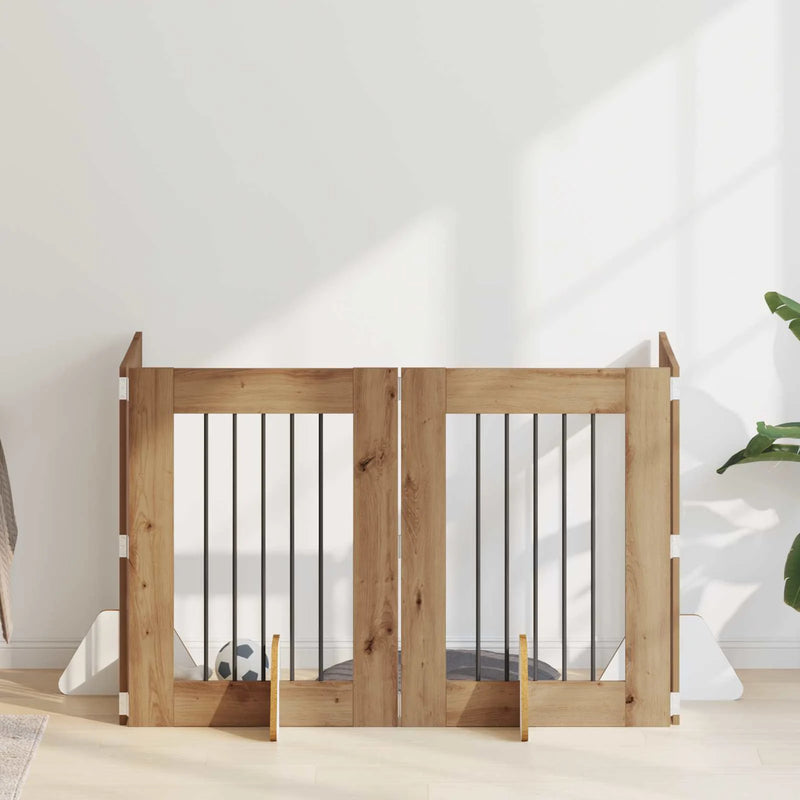 Dog Gate with Stands 4 pcs Artisan Oak 60 x 80 cm