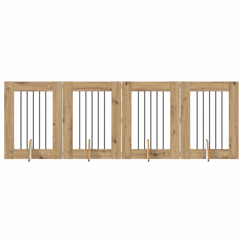 Dog Gate with Stands 4 pcs Artisan Oak 60 x 80 cm