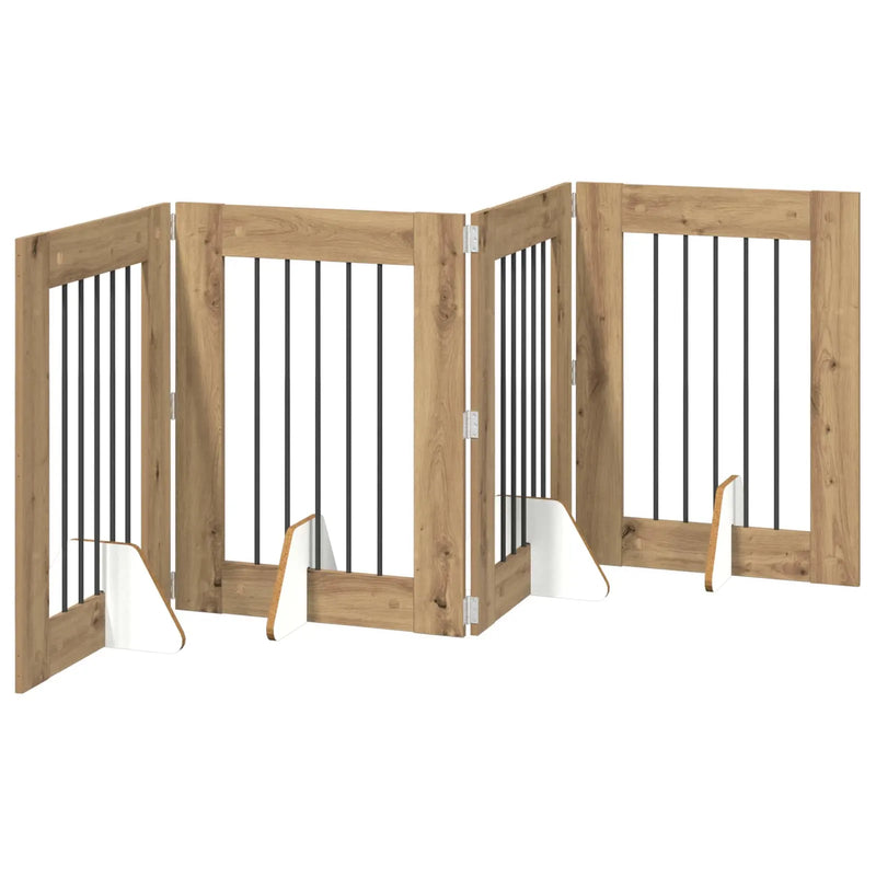 Dog Gate with Stands 4 pcs Artisan Oak 60 x 80 cm