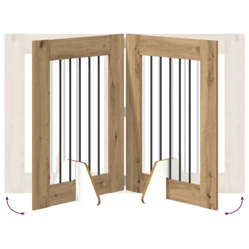 Dog Gate with Stands 4 pcs Artisan Oak 60 x 80 cm