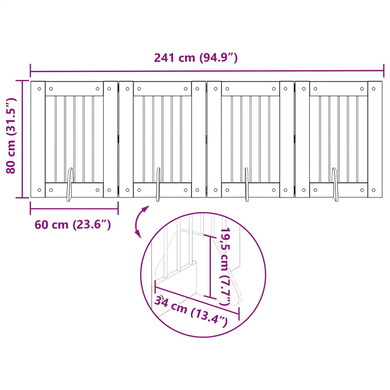 Dog Gate with Stands 4 pcs Artisan Oak 60 x 80 cm