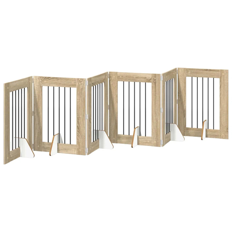 Dog Gate with Stands 6 pcs Sonoma Oak 60 x 80 cm