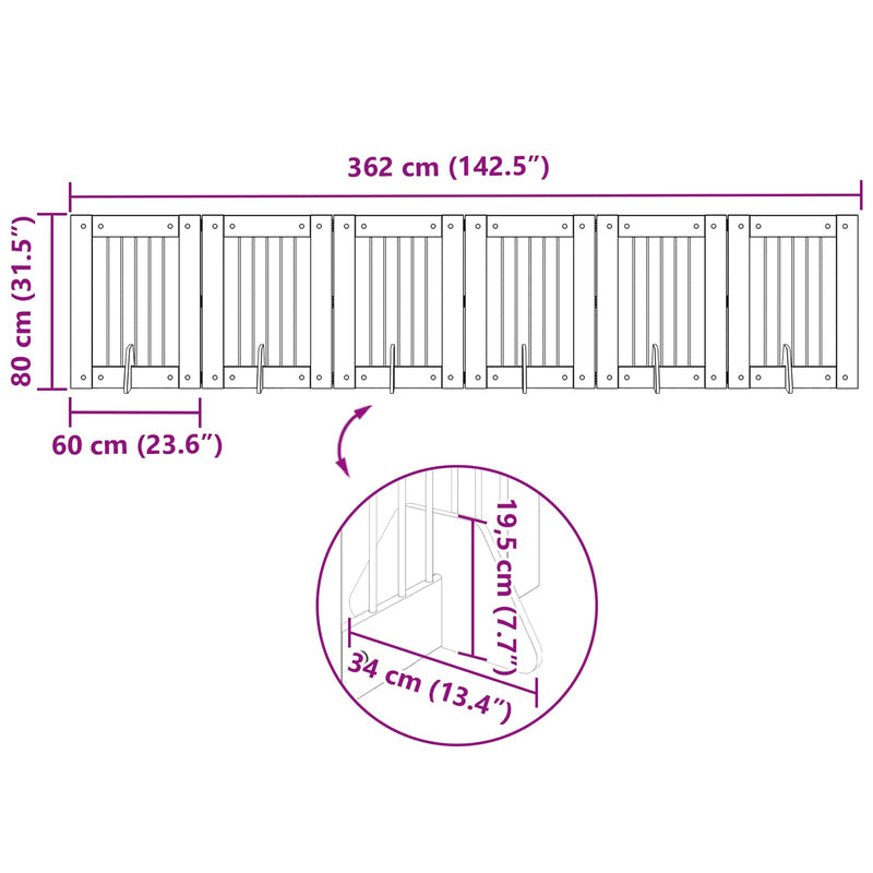 Dog Gate with Stands 6 pcs Sonoma Oak 60 x 80 cm