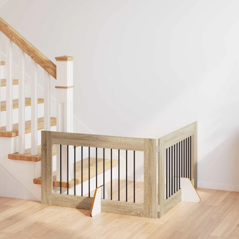 Dog Gate with Stands 2 pcs Sonoma Oak 100 x 60 cm