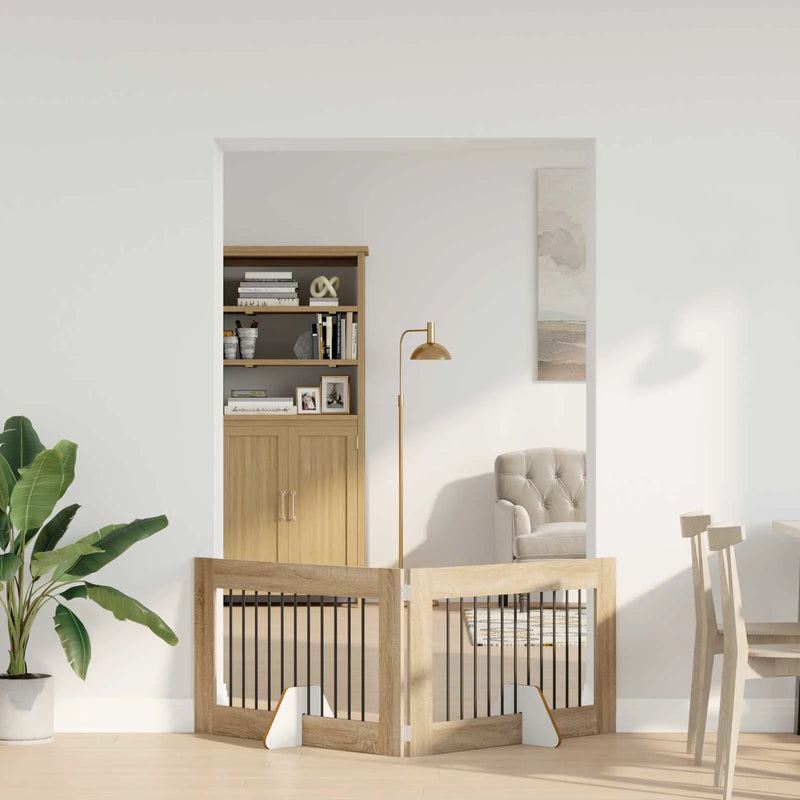 Dog Gate with Stands 2 pcs Sonoma Oak 100 x 60 cm