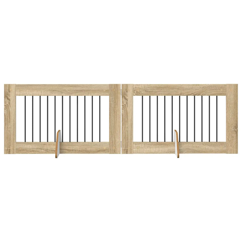 Dog Gate with Stands 2 pcs Sonoma Oak 100 x 60 cm