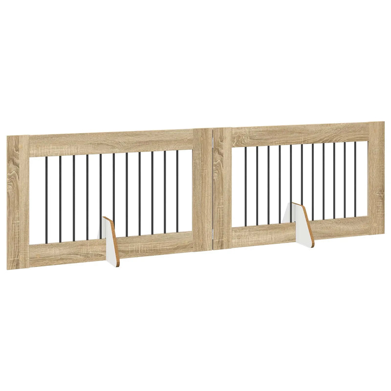Dog Gate with Stands 2 pcs Sonoma Oak 100 x 60 cm